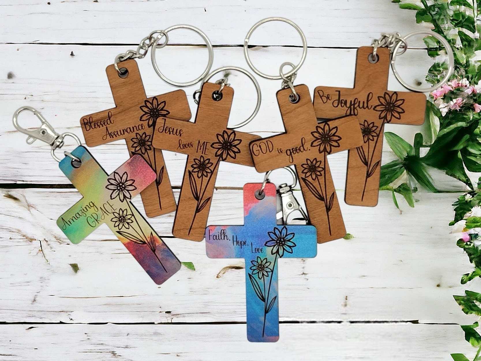Engraved Christian Keychain Cut File, Inspirational Cross Keychain SVG ...