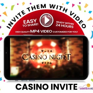 .Casino Night Einladung | Premium Digital Phone Invite für Geburtstag im Kasino-Thema oder besondere Veranstaltung | Poker, Zocken, Las Vegas Party!