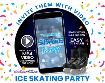 Ice Skate Party Video Invitation | Ice Skating Party Invitation | Ice Skating Birthday Party Invitation | Hockey Invitation