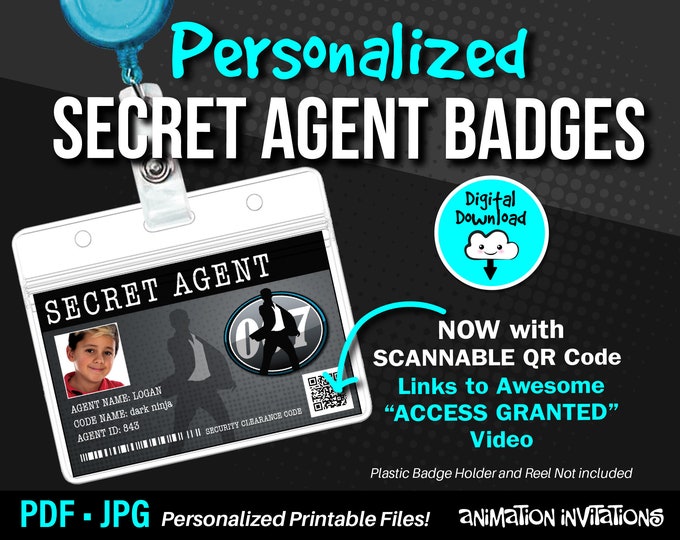 Secret Agent Spy Detective Party Badge Digital Printable PDF - Instant ...