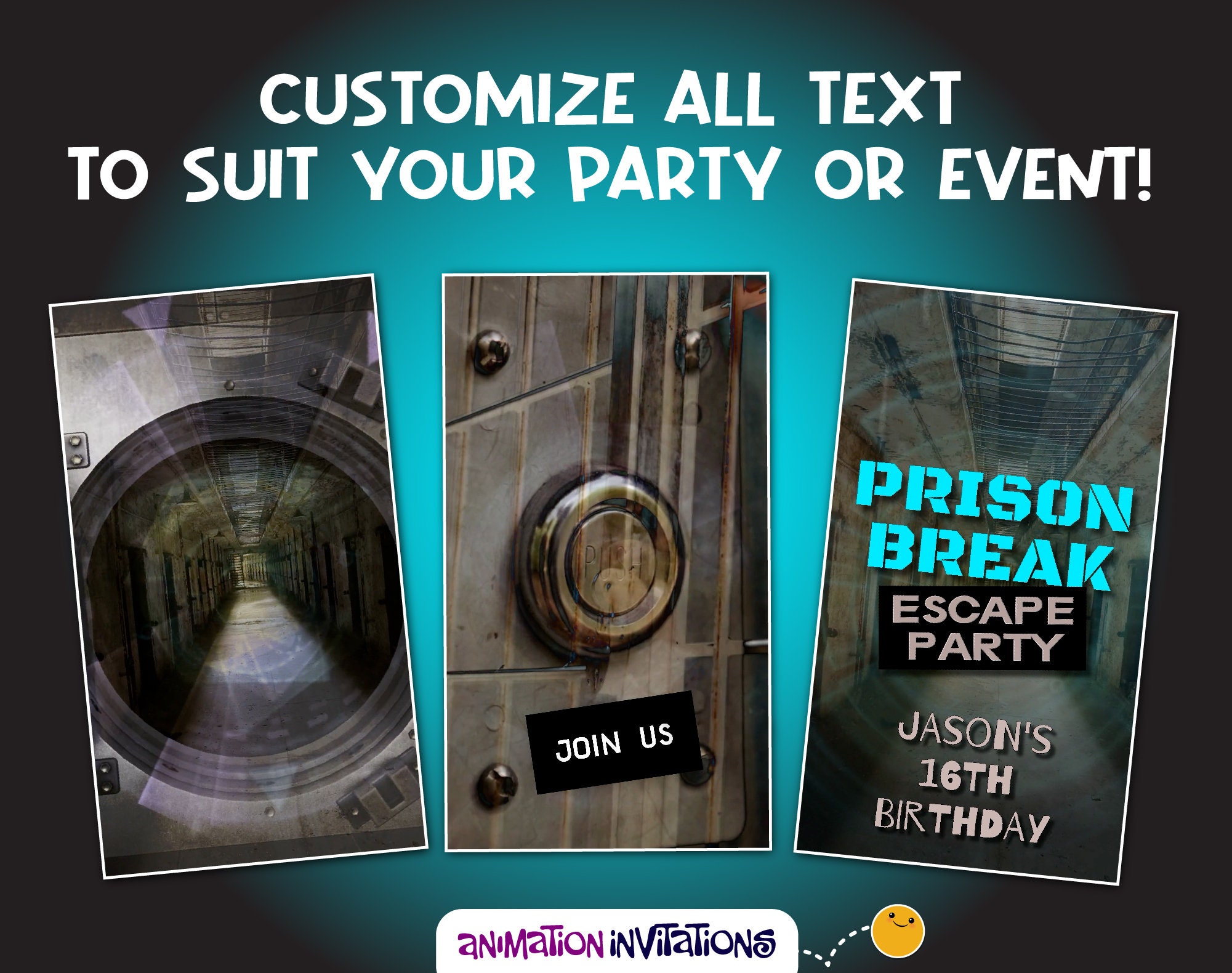 PRISON BREAK ESCAPE Room Invitation Escape Room Birthday Party Invite