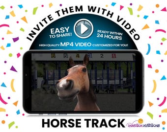 Convite em vídeo para festa de corrida de cavalos e hipódromo | Convite digital MP4 para festa de aniversário, aposentadoria ou dia de corrida | 50, 60 e 70 anos no hipódromo