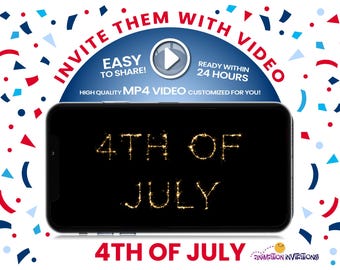 4th of July BBQ Invitation Video | Digital Invite for Backyard Barbecue with Fireworks & Sparklers | Independence Day parties and birthdays