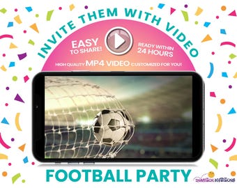 Convite em vídeo para aniversário de futebol — MP4 animado e colorido para fãs de futebol | Texto ou e-mail para festa ou comemoração do time