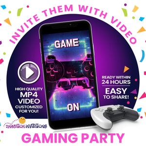 GIRLS GAMING Birthday Invitation | Pink Teal Gaming Video Invitation | Game Truck Birthday Invitation | Video Game Party Invite