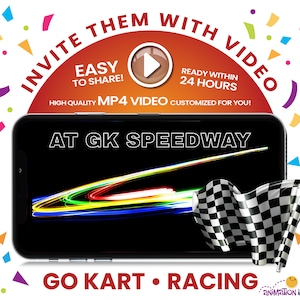 Go Kart Racing Birthday Video Invitation | Ready, Set, Go Lights + Optional Photo | Race Party MP4 | Karting or Race Car High Speed Invite