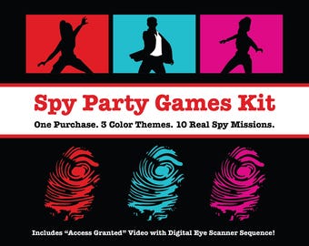 Kit de Jogos de Espionagem – 10 Missões de Espionagem + Distintivo com Vídeo de Acesso ao Scanner de Olhos! Quebra de Códigos, Adesivos, Placas, Certificado e Mais!