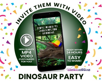Invito video alla festa dei dinosauri giurassici / Invito di compleanno per bambini TRex / Invito alla festa dei dinosauri / Invito alla festa giurassica