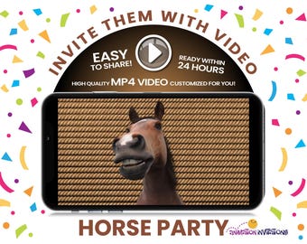 Convite em vídeo divertido para festa a cavalo. Convite para festa de aniversário com cavalgada para amantes de cavalos, passeios em ranchos e trilhas! Para crianças, adolescentes ou adultos!