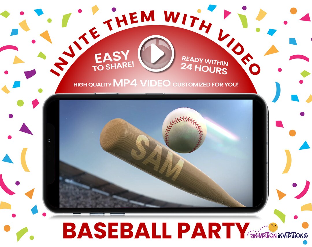 Baseball Birthday Video Invitation – Sports Party MP4 With 3D Animated ...