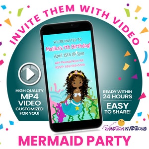 Mermaid Video Invitation | Digital Mermaid Invitation for Girls Birthday Party| Mermaid Party Invite | Kids Mermaid Birthday Invitation