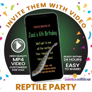 Reptile Party Video Invitation | Snake Birthday Invitation | Crocodile Party Invitation | Boys Birthday Party Invitation | Alligator Party