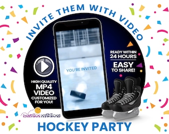 HOCKEY Party Video Invitation | Hockey Birthday Invitation | Hockey Game Invite | Hockey Invite | Ice Skate Party | Ice Rink Party
