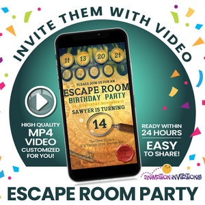 ESCAPE ROOM Invitation | Escape Room Video Invitation | Vintage Detective Party Invitation | Mystery, Sherlock Holmes, Steampunk Escape Room