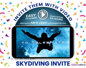 Indoor Skydiving Video Invitation. Skydiver Birthday Party Invite for Kids, Teens or Adults! Fly Digital Phone Invite. Easy to Text Evite.