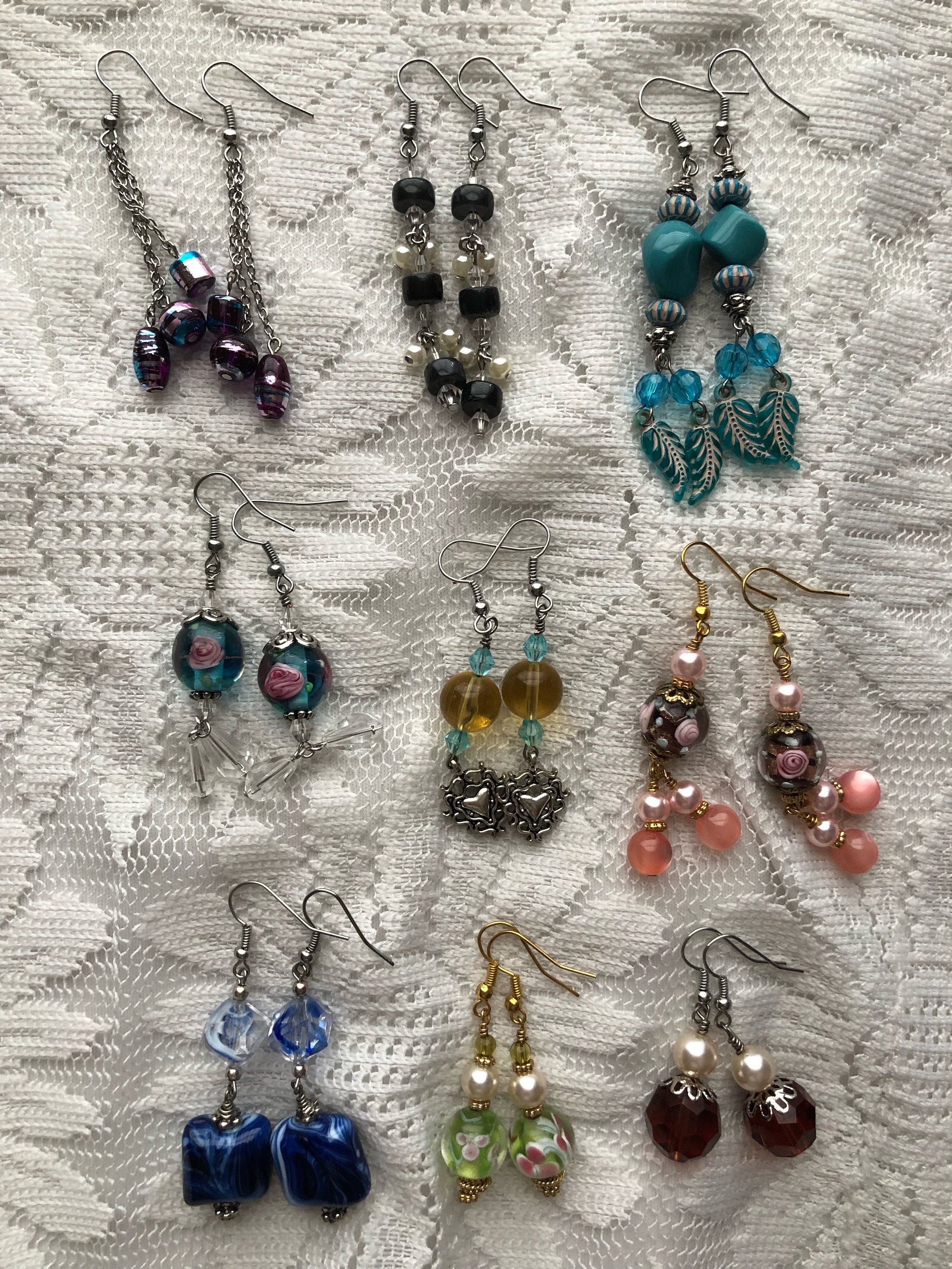 Handmade Dangling Bead Earrings Beaded Earrings Dangle Etsy