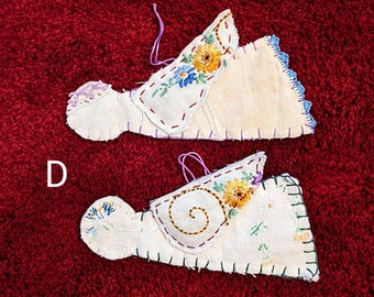 Zestaw 2 ozdób z haftem antycznym, girlanda ślubna, podziękowanie, prezent, haft