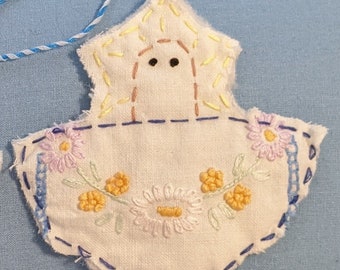 Zestaw 2 haftowanych antycznych pościeli w stylu rustykalnym z aniołami, ozdoba z koronki szydełkowej w stylu vintage, ozdoba anioła, prezent dla mamy, dla nauczyciela, etykiety na prezenty