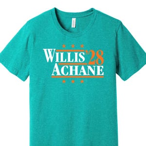 Willis & Achane '28 - Politisk parodi-t-shirt - Miami Football Legends för president-fanskjorta