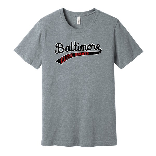 Baltimore Elite Giants Throwback Tee - American Negro League Baseball Team S M L XL XXL 3XL  Navy Red Black White Grey Color Choice Maryland