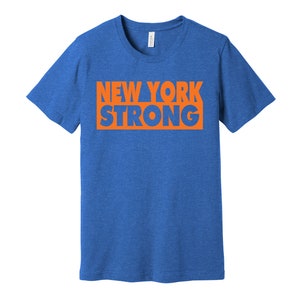 Koszulka New York Strong - Reprezentuj swój stan dla mieszkańców, kibiców, mieszkańców, S, M, L, XL, XXL, 3XL, niebieski, pomarańczowy, czarny, biały, szary, wybór kolorów Big Apple