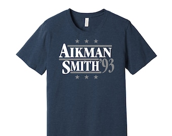 Aikman & Smith '93 - Political Campaign Parody Tee - Football Legends For President Fan Shirt S M L XL XXL 3XL Lots of Color Choices