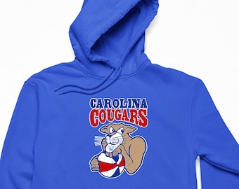 Carolina Cougars Throwback Hoodie - Retro Distressed Logo Defunct Basketball Team Fan Sweatshirt Sweater S M L XL XXL 3XL Many Color Choices