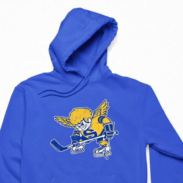 Minnesota Fighting Saints Throwback Hoodie - Retro Distressed Logo Defunct Hockey Team Fan Sweatshirt Sweater S M L XL XXL 3XL Color Choices