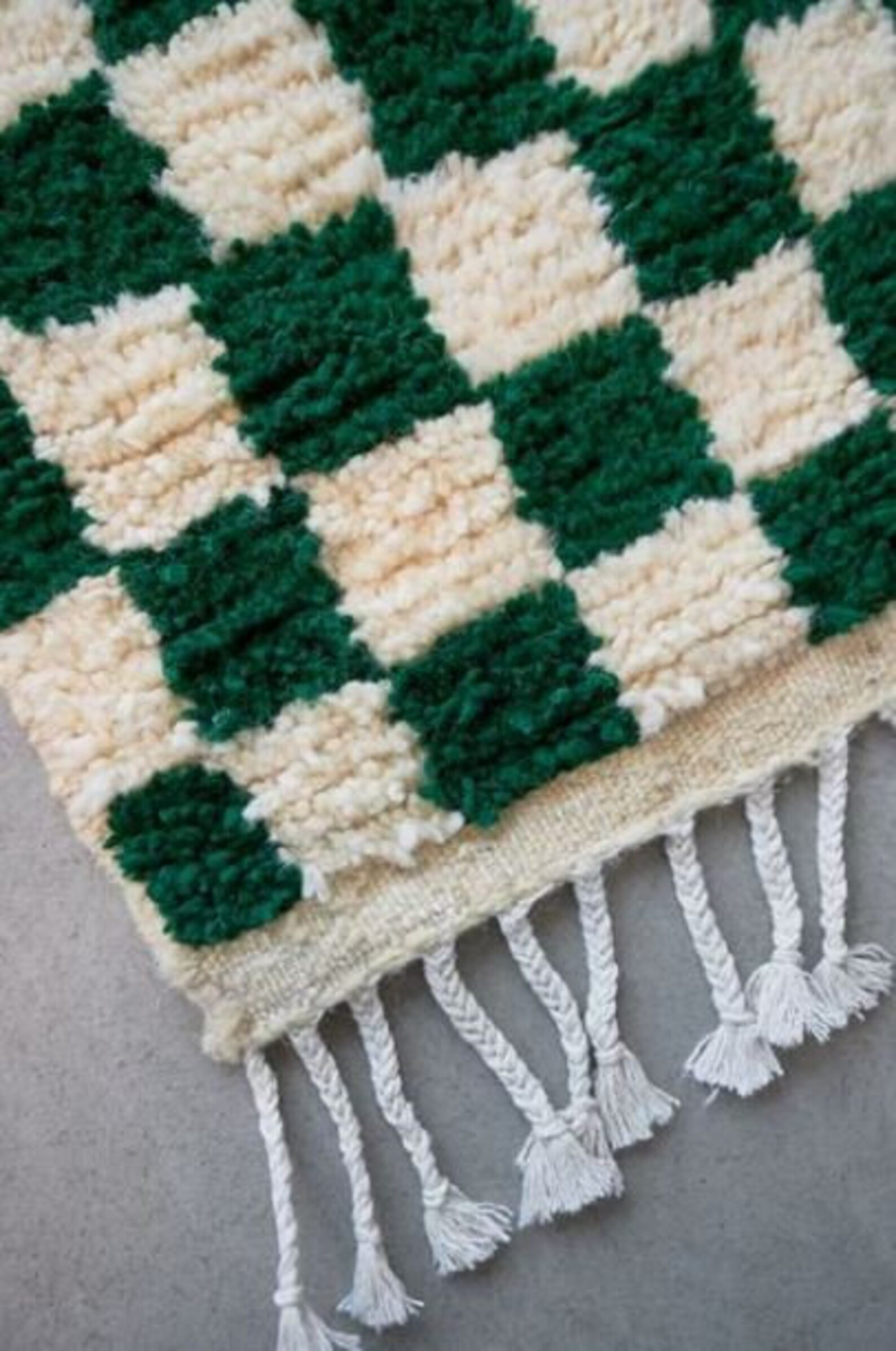 Large Moroccan Green Checkered area rug Berber Checker rug Etsy