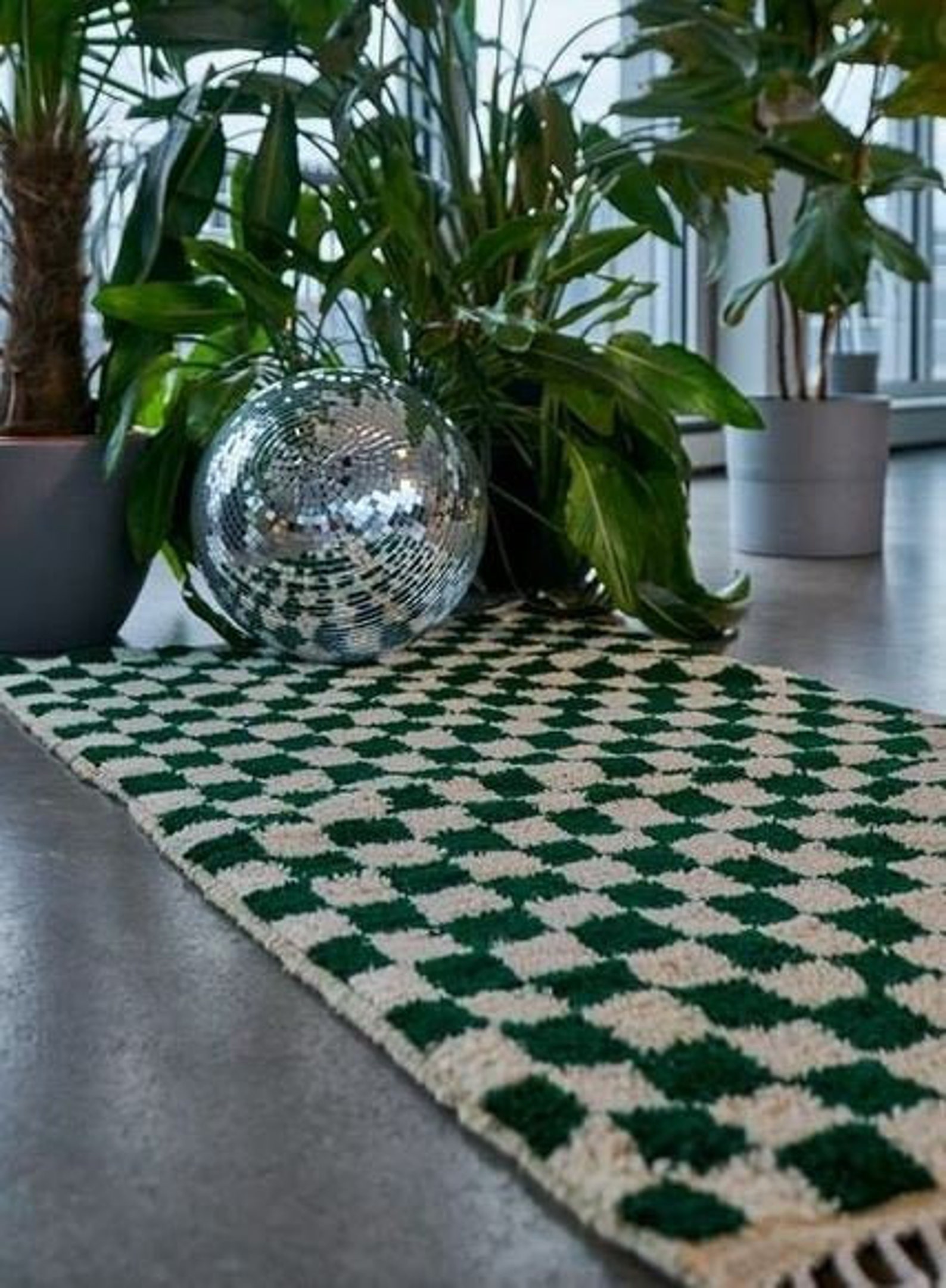 Large Moroccan Green Checkered area rug Berber Checker rug Etsy