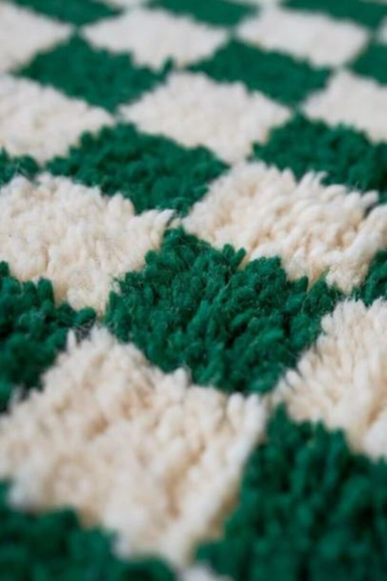 Large Moroccan Green Checkered area rug Berber Checker rug Etsy