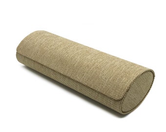 Beige/MULTI color oval glasses case comes with microfiber cloth by Terina