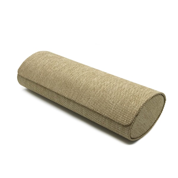 Beige/MULTI color oval glasses case comes with microfiber cloth by Terina