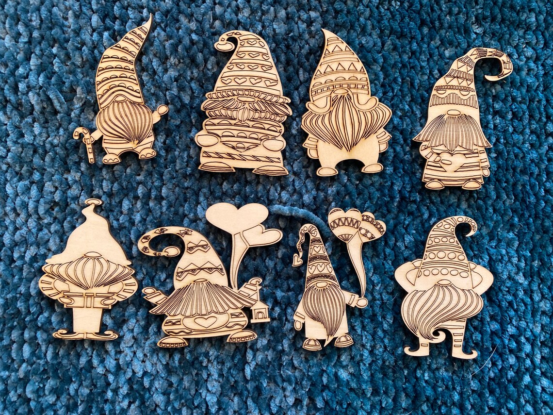 8 piece unfinished wooden gnomes 3 inch wooden gnomes Etsy