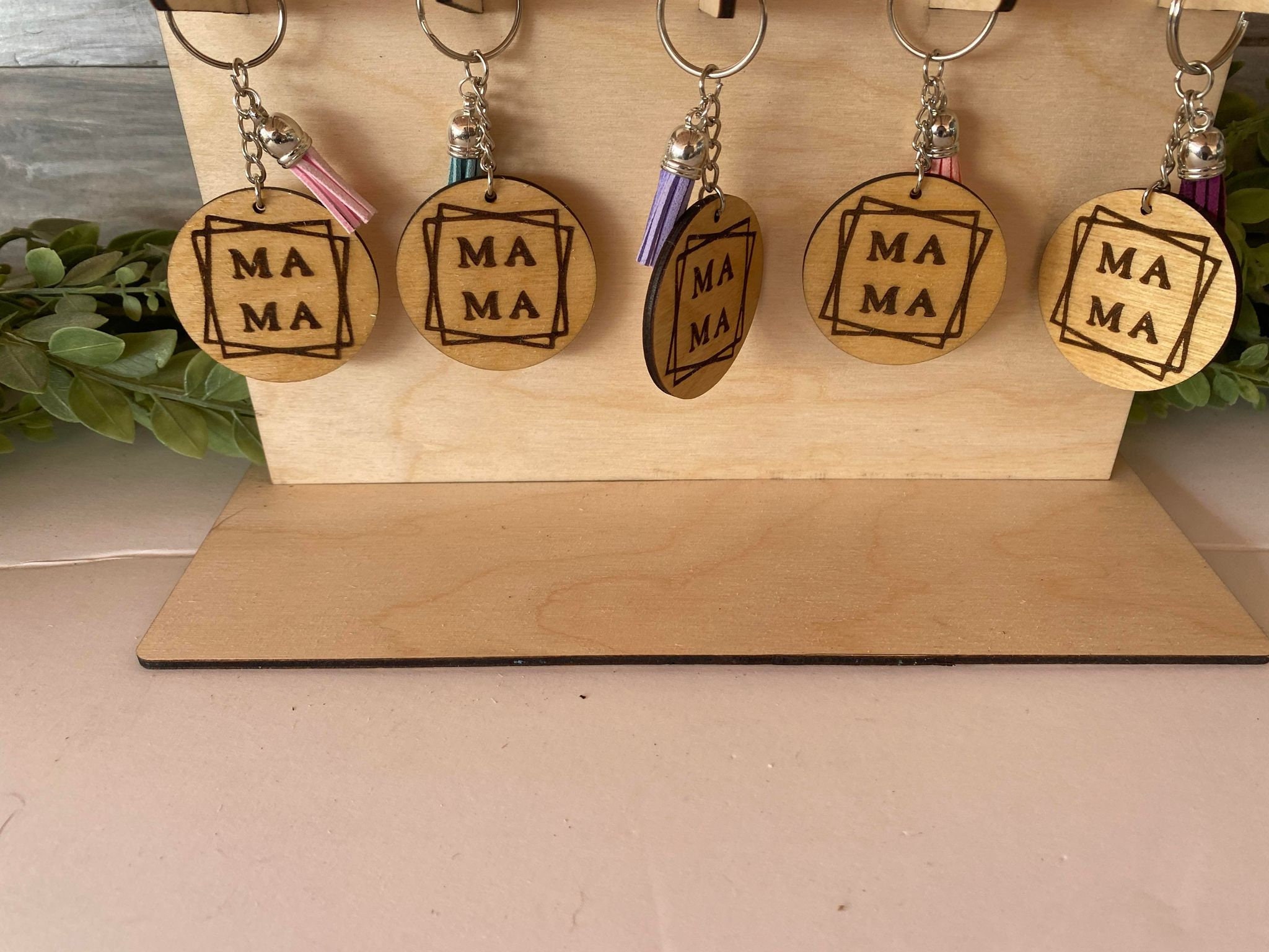 Personalized Wooden Keychain Display Stand Craft Fair Etsy