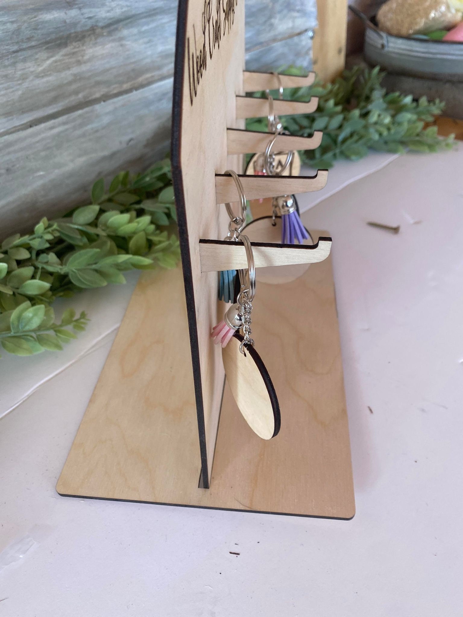 Personalized Wooden Keychain Display Stand Craft Fair Etsy
