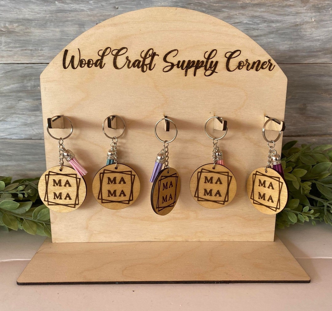Personalized Wooden Keychain Display Stand Craft Fair Etsy