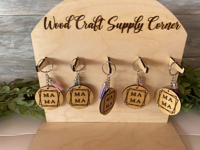 Personalized Wooden Keychain Display Stand Craft Fair Etsy