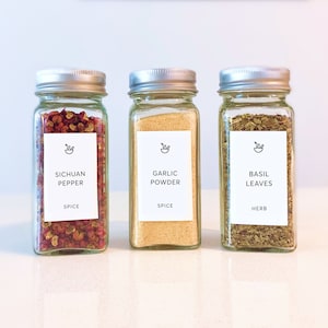 Printable  Modern Spice Jar Labels | Minimalist Mortar and Pestle Design | Set of 60 Labels | Indian Spices | Instant Download