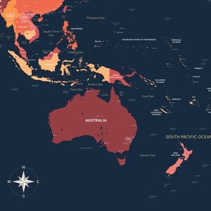 Printable Travel World Map in Red Yellow Navy | Dark Detailed Push Pin Map | Large 36 X 24 ...