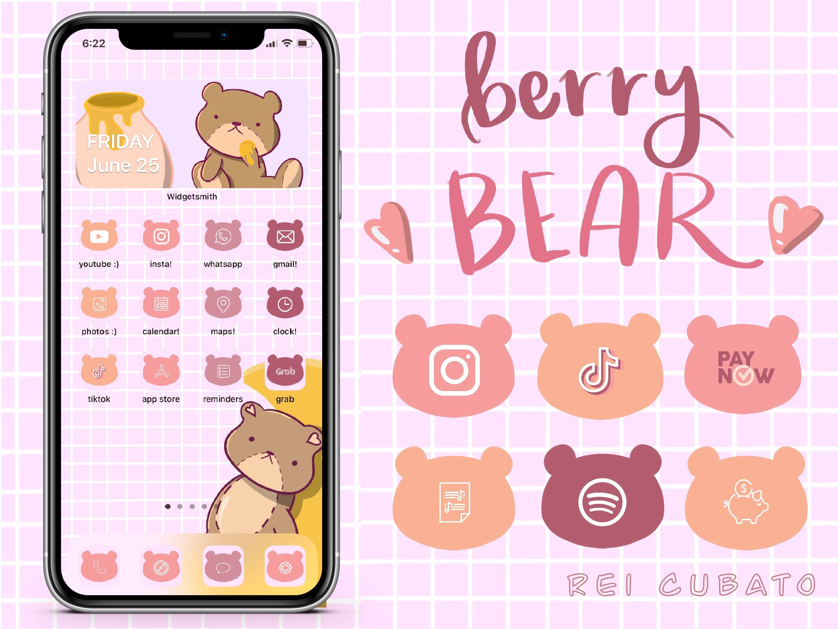 70 Cute Bear App Icons Wallpaper and Widget Ios Kawaii App Etsy UK