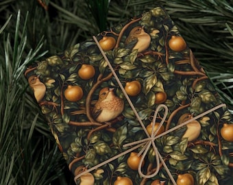 Partridge & Pear Tree Christmas Wrapping Paper: William Morris Style