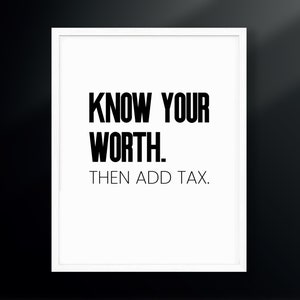 Know Your Worth. Then Add Tax. | Gym Decor, Fitness Poster | Digital Download | Robin Arzon | Instructor Quotes, Fitness Motivation