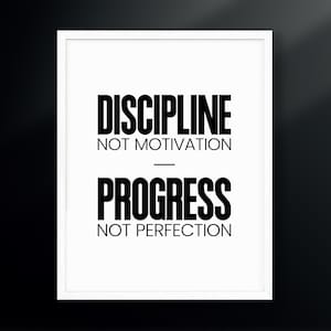 Discipline Not Motivation Progress Not Perfection | Gym Decor, Fitness Motivation | Fitness Poster | Motivational Quote | Digital Download