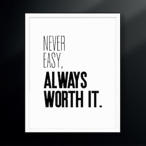Never Easy, Always Worth It. | Fitness Motivation | Digital Download | Cycling Poster, Gym Wall Art, Fitness Poster