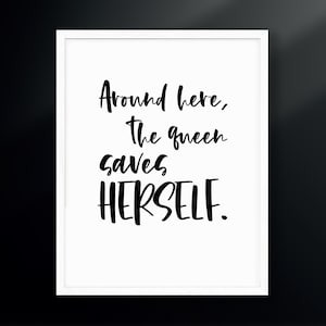Around Here, The Queen Saves Herself. | Digital Download | Robin Arzon | Cycling Poster, Gym Wall Art, Gym Decor, Fitness Poster