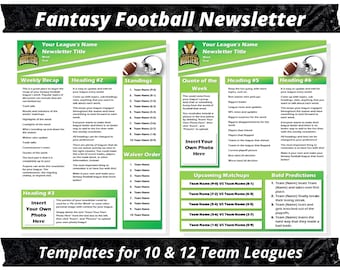 Fantasy Football Newsletter | 2 Page Editable Template | Microsoft Word Instant Download