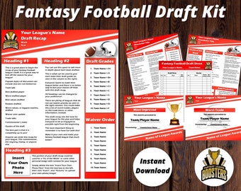 Fantasy Football Draft Kit 2024 | Draft Sheets | Draft Recap | Newsletter | League Awards | Certificates | 10 Team and 12 Team