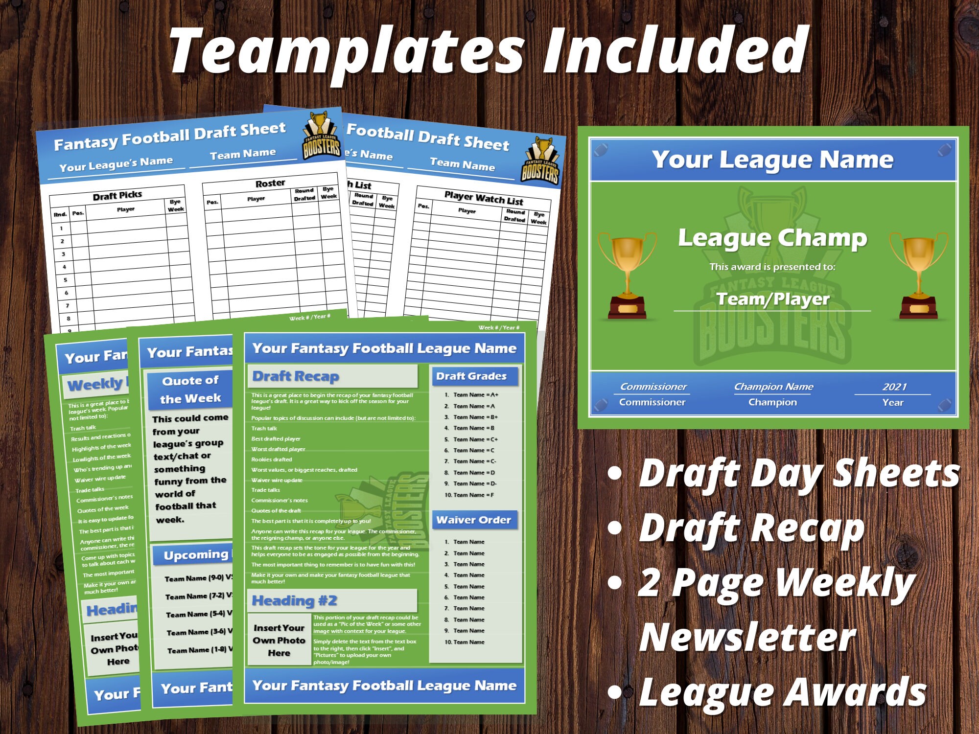 Fantasy Football Draft Kit 10 Team and 12 Team Draft Day Etsy