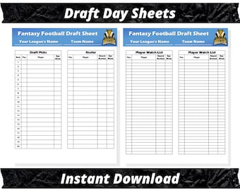 Fantasy Football Draft Day Sheets | 2024 Season | Microsoft Word Instant Download | Customizable